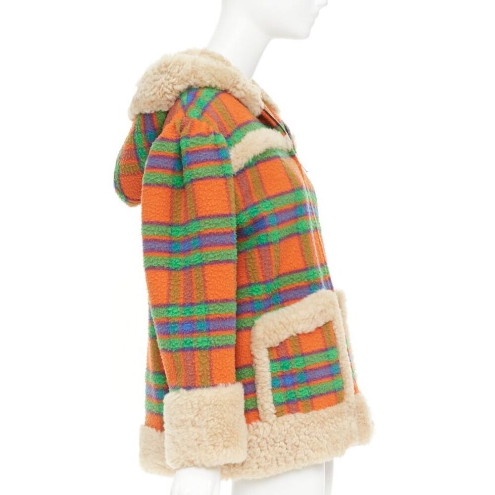 Miu Miu Plaid Casentino Shearling wool sheepskin fur boxy jacket - Picture 5 of 10